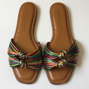 Veronica Beard Metallic Rainbow Slides, Size 36.5